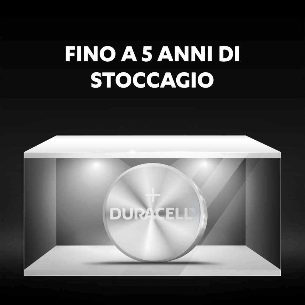 Le batterie alcaline a bottone LR54 speciali Duracell rimangono fresche e alimentate per un massimo di 5 anni in condizioni di conservazione ambientale