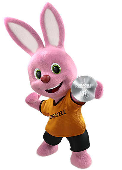 Coniglietto Duracell che introduce la batteria a bottone al litio